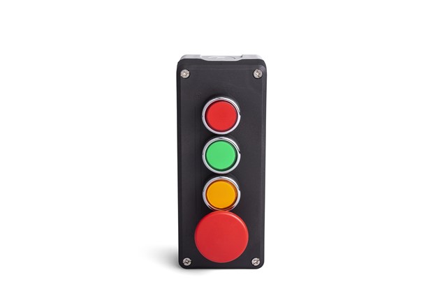 P Series Plastic 4 Holes BDMK + BDDK + BDDS + BDDY + 3*C3BK (NO) + C4BK (NC) Black-Grey Control Box